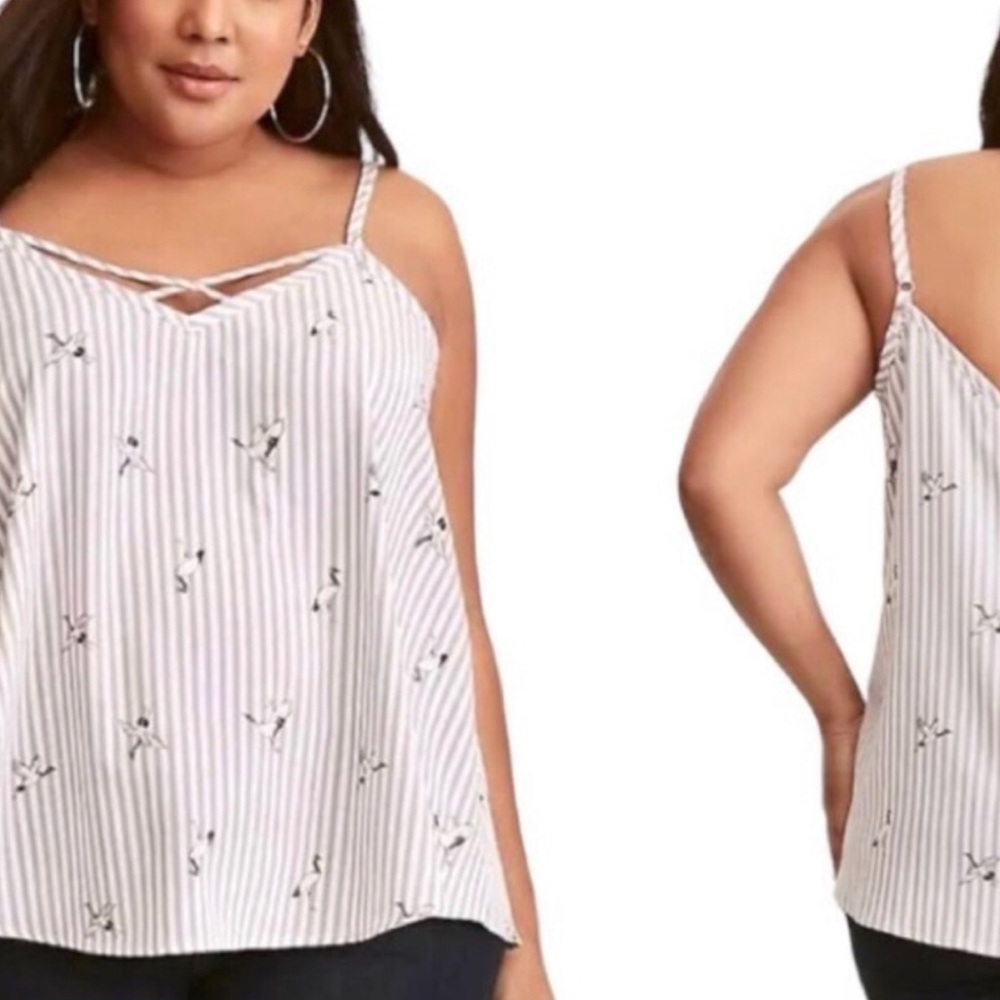 EUC Torrid Striped Bird  Print Spaghetti Strap Top Size Torrid 00/Med
